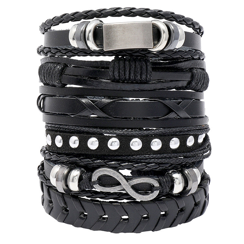 Creative Popular Rock Combination Cattle Leather Simple Bracelet