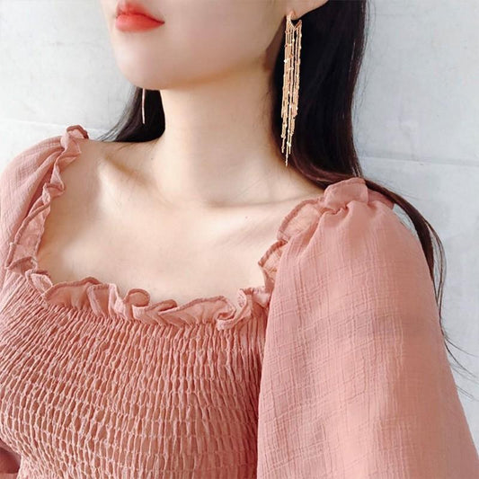 Women's Tassel Heart-shaped Ear Clip Long Suitable For Round Earrings