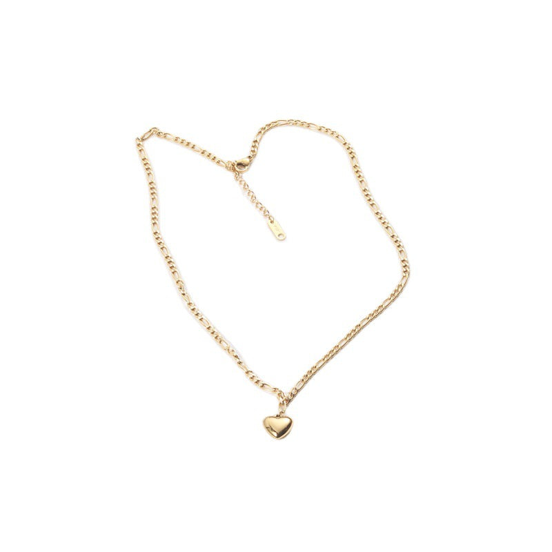 Style Small Peach Heart Shiny Fiber Bone Clavicle Chain Necklaces