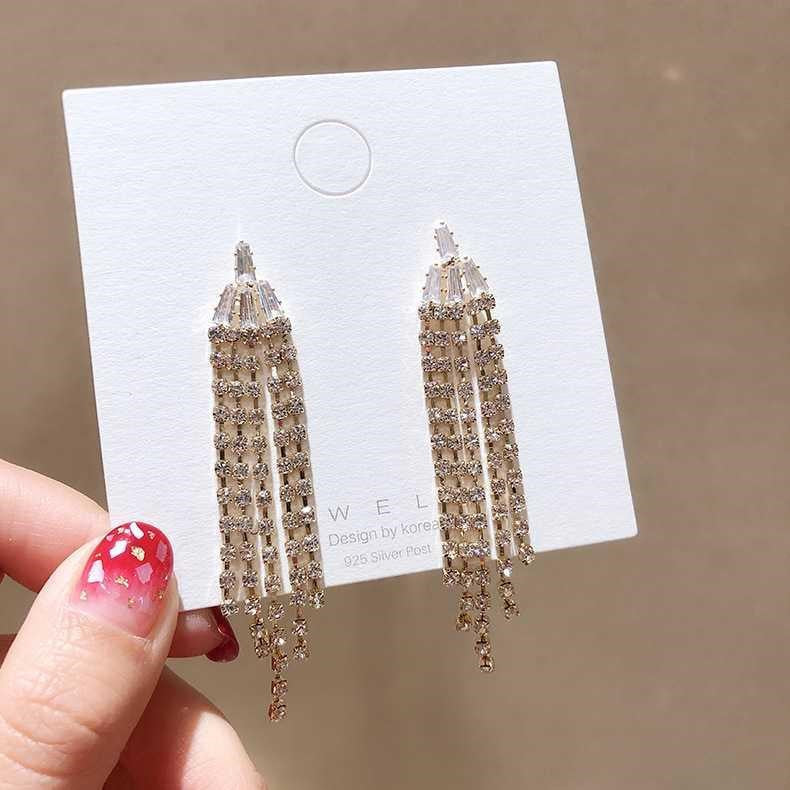 Super Fairy Long Tassel Sier Pin Rings