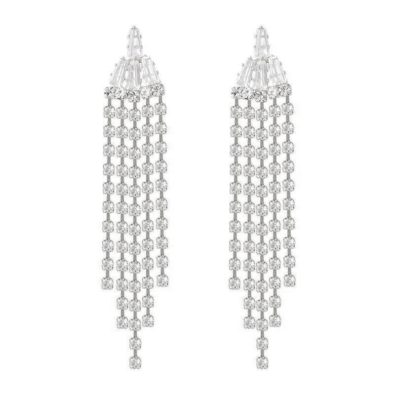 Super Fairy Long Tassel Sier Pin Rings