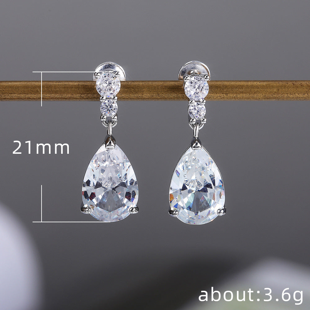 Water Drop Zircon Copper Fashion Popular Earrings