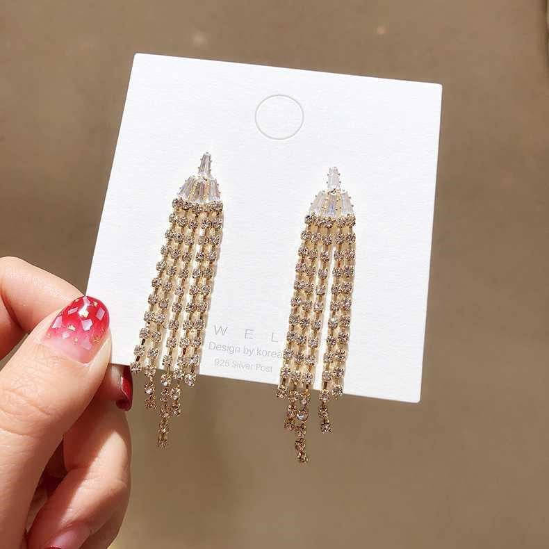 Super Fairy Long Tassel Sier Pin Rings