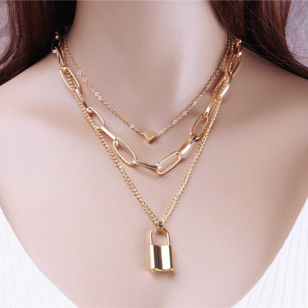 Chain Peach Heart Creative Fashion Geometry Necklaces