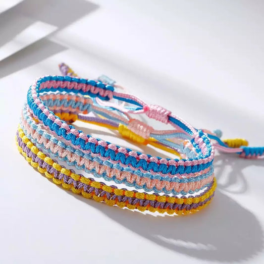 Tibetan Hand-woven Diamond Flat Knot Colorful Lucky Carrying Strap Bracelets