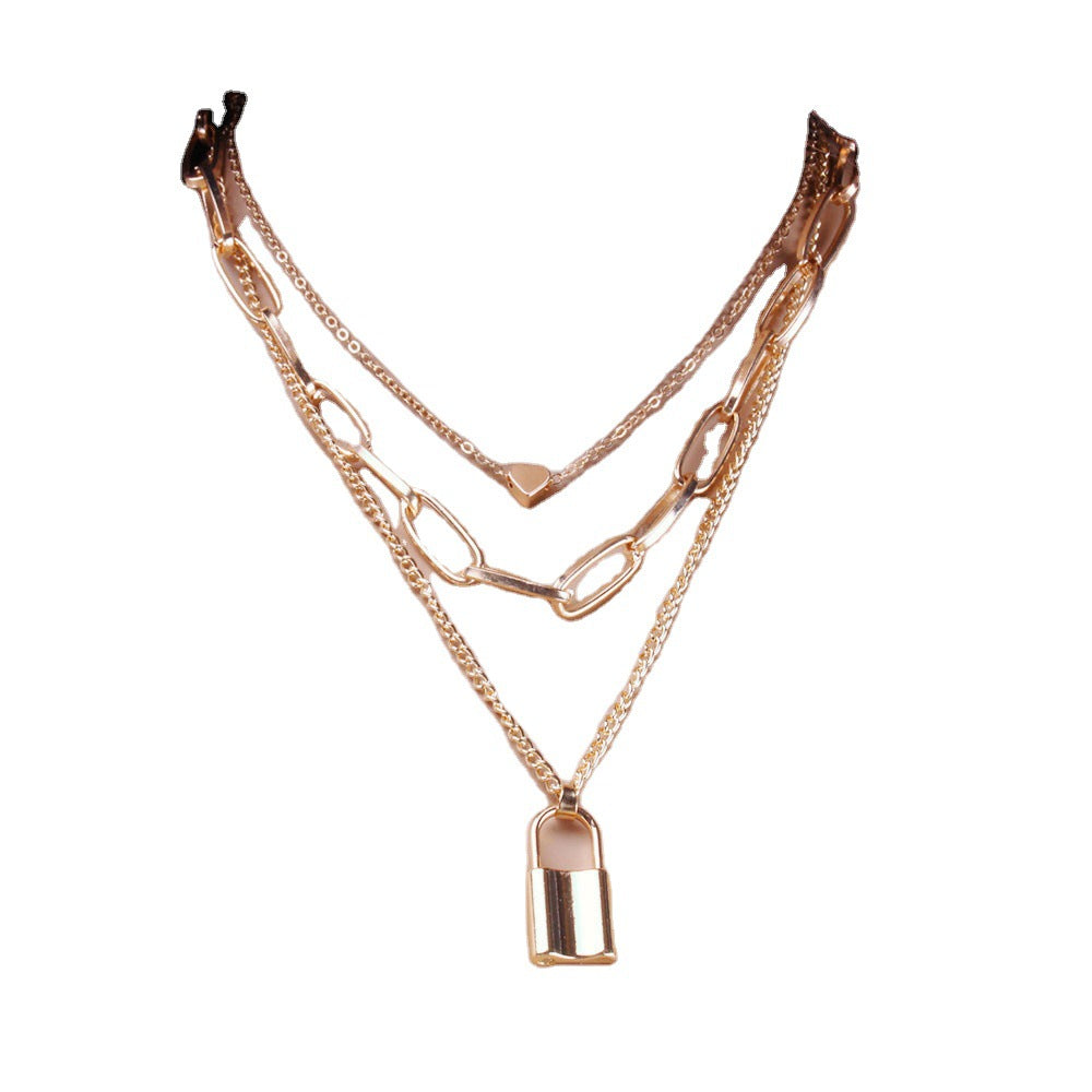 Chain Peach Heart Creative Fashion Geometry Necklaces