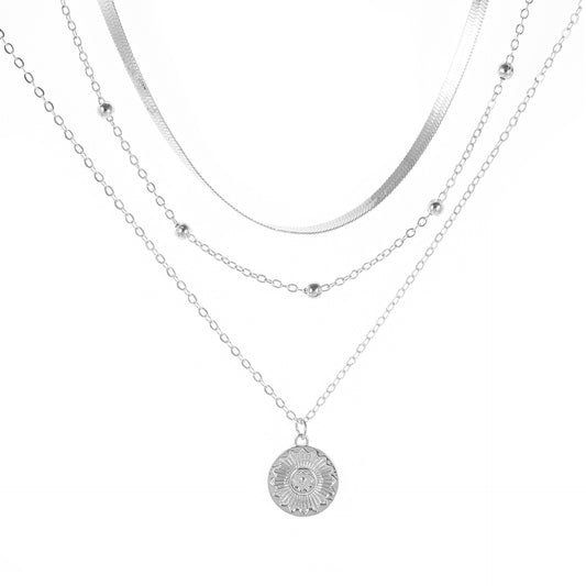 Twin Exaggerated Alloy Lotus Suit Evening Necklaces