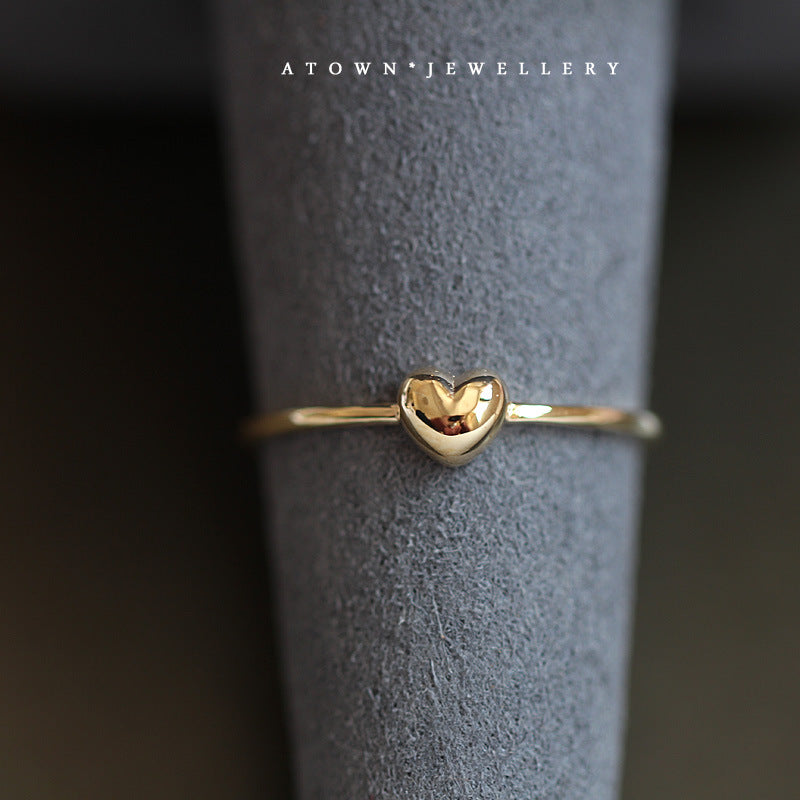 Gold Plated Chubby Love Heart-shaped Simple Ring