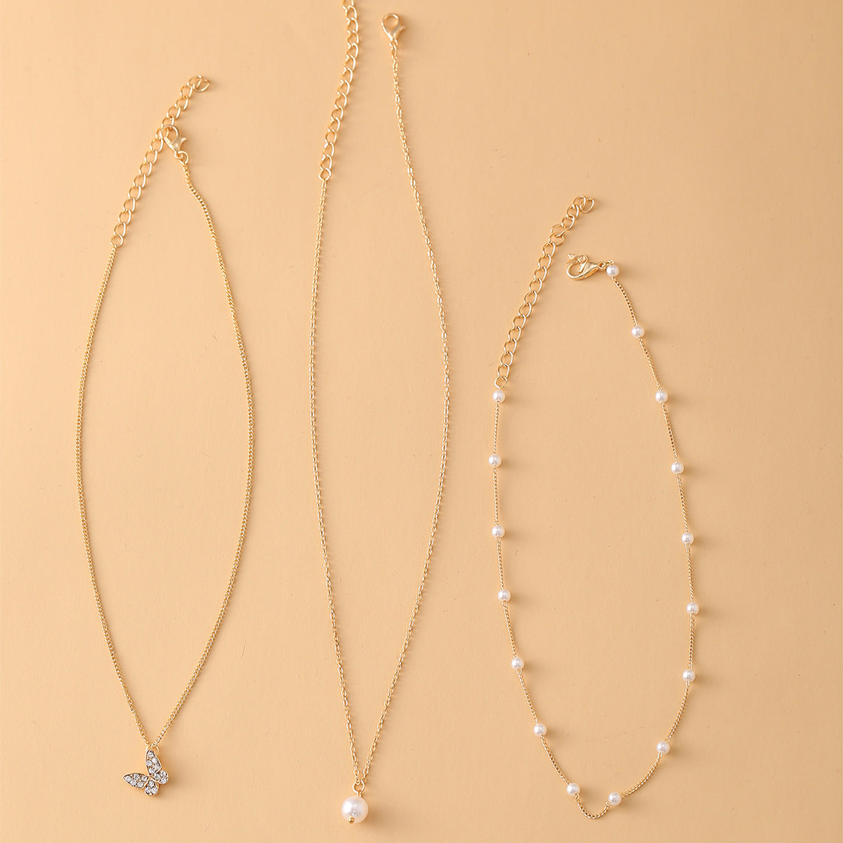 Artificial Short Pearl Creative Simple Butterfly Necklaces