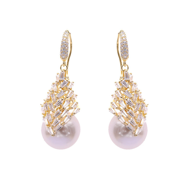Zircon Fashion Temperament Water Drop Ear Hook Personality Earrings
