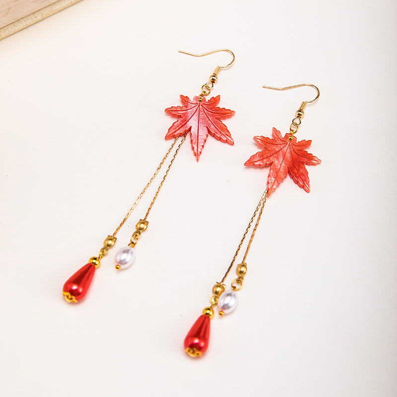 Women's Chinese Style Antique Ear Clip Red Earrings