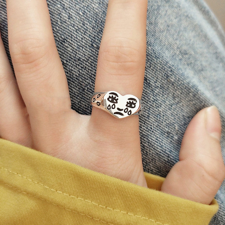 Female Open Korean Style Design Artistic Tears Expression Rings