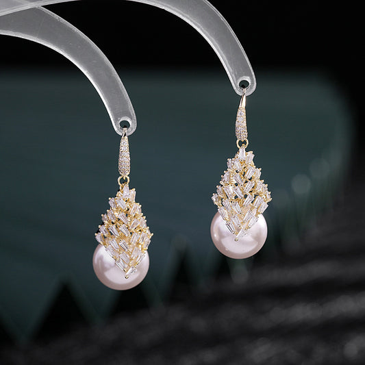 Zircon Fashion Temperament Water Drop Ear Hook Personality Earrings