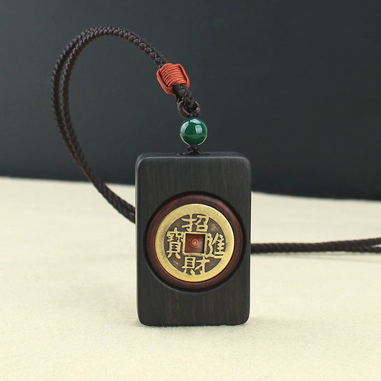 Retro Good Luck Comes Blackwood Transferred Money Necklaces