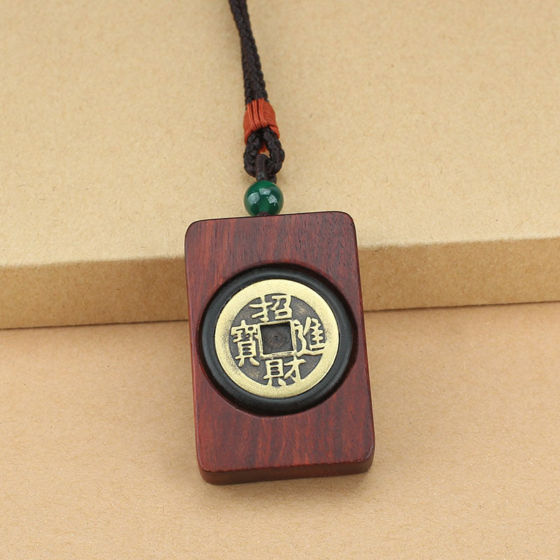 Retro Good Luck Comes Blackwood Transferred Money Necklaces