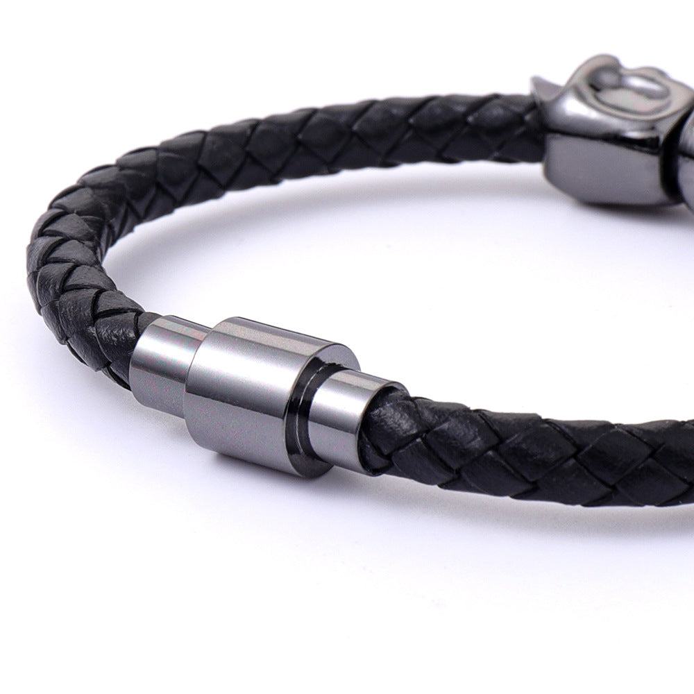 Men's Cowhide Ghost Head Punk High Quality Bracelets