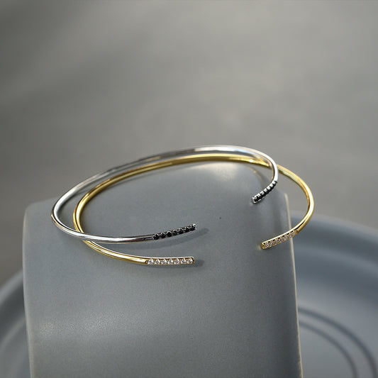 Opening Zircon Female Gold-plated Diamond Thin Bracelet