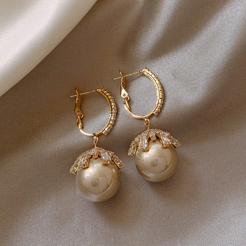 Needle Zircon Pearl Ear Clip Temperamental Earrings