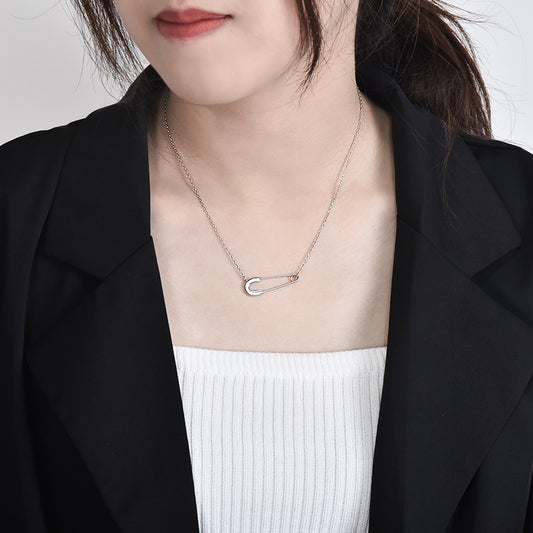 Women's Sier Korean Geometric Glossy Clip Thai Necklaces