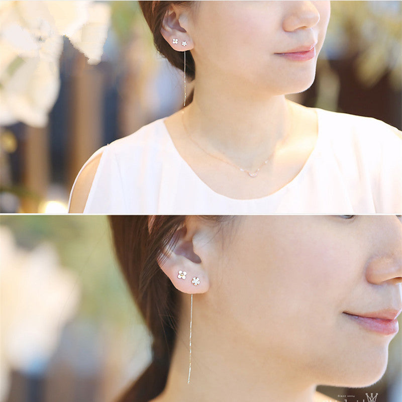 Sier Petal Screw Flower Simple Ear Bone Earrings