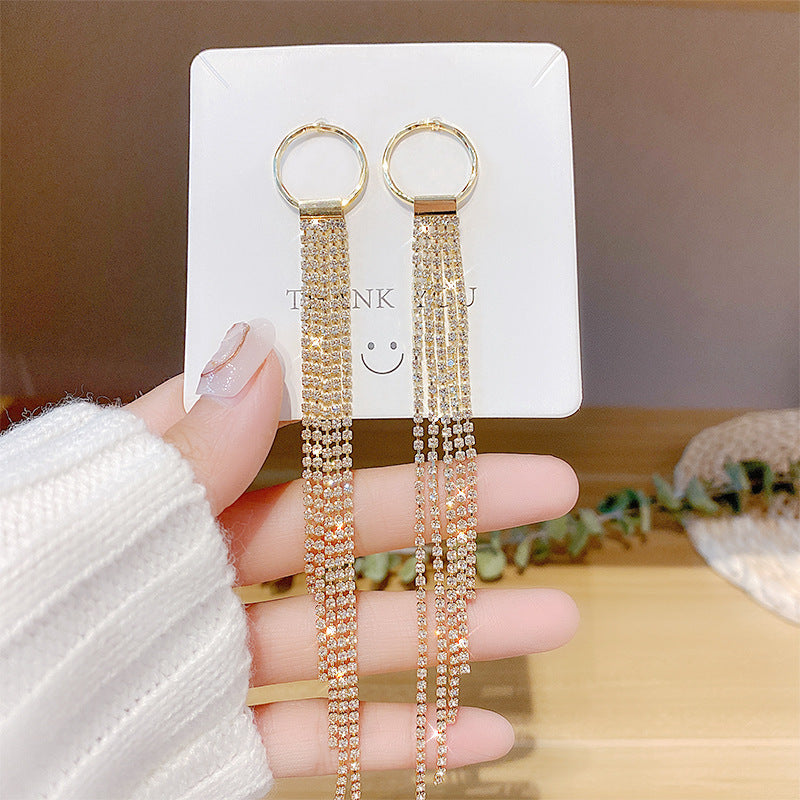 Needle Elegant Tassel Advanced Simple Thin Earrings