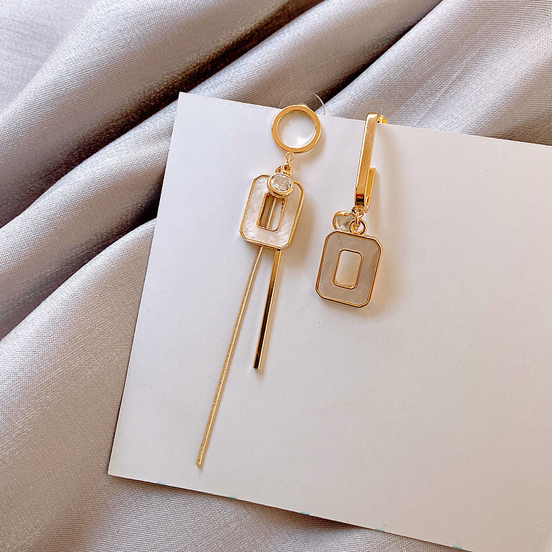 Needle Asymmetric Acrylic Square Tassel Simplicity Earrings