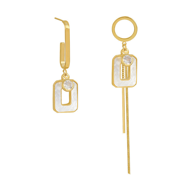 Needle Asymmetric Acrylic Square Tassel Simplicity Earrings