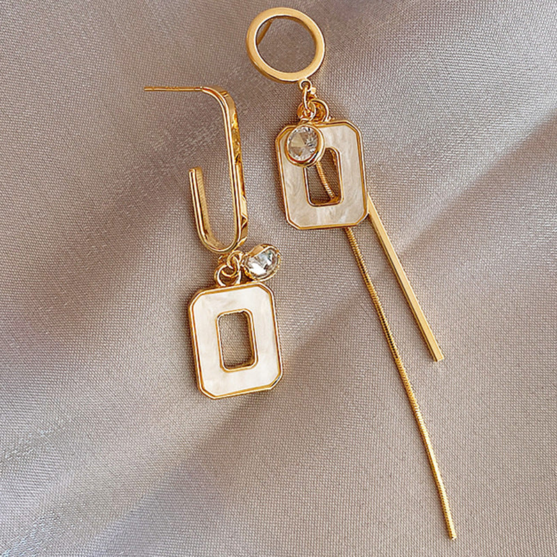 Needle Asymmetric Acrylic Square Tassel Simplicity Earrings