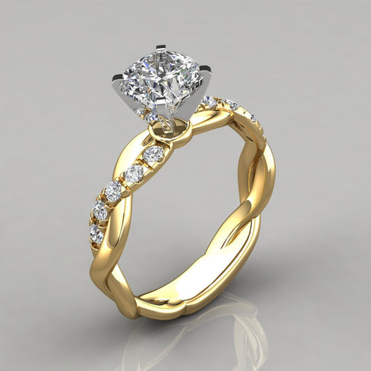 Diamond Rose Gold Plated Sier Proposal Rings