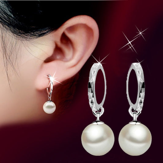 Women's Ear Clip Glass Pearl Carven Design Earrings