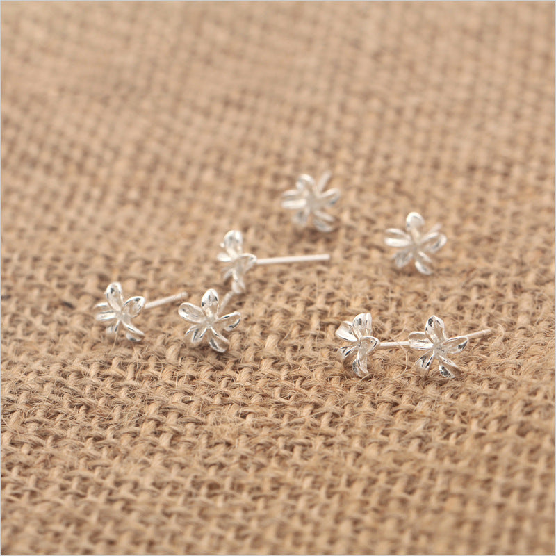 Women's Sier Flower Korean Cute Sweet Five Rings