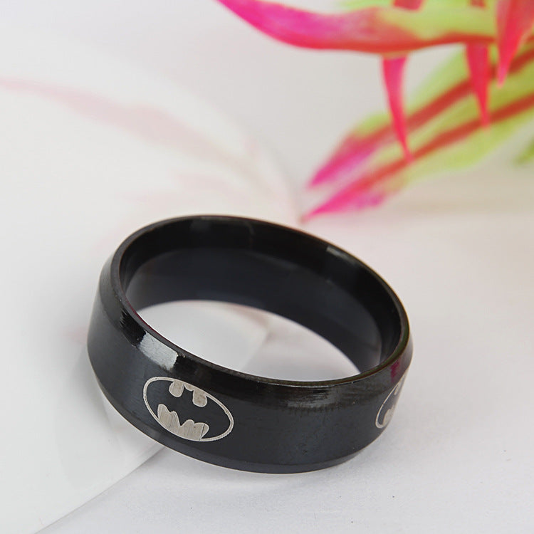 Black Batman Popular Ornament Stainless Steel Rings