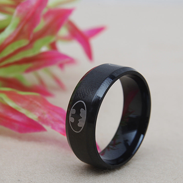 Black Batman Popular Ornament Stainless Steel Rings