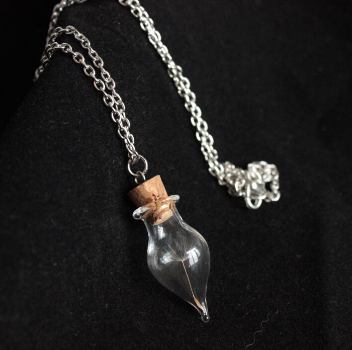 Seed Glass Personality Drift Bottle Dried Necklaces