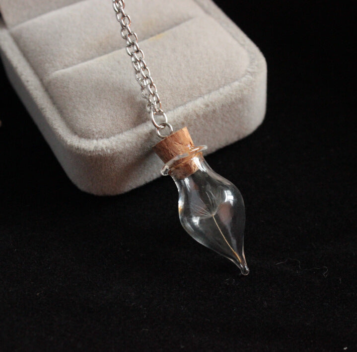 Seed Glass Personality Drift Bottle Dried Necklaces