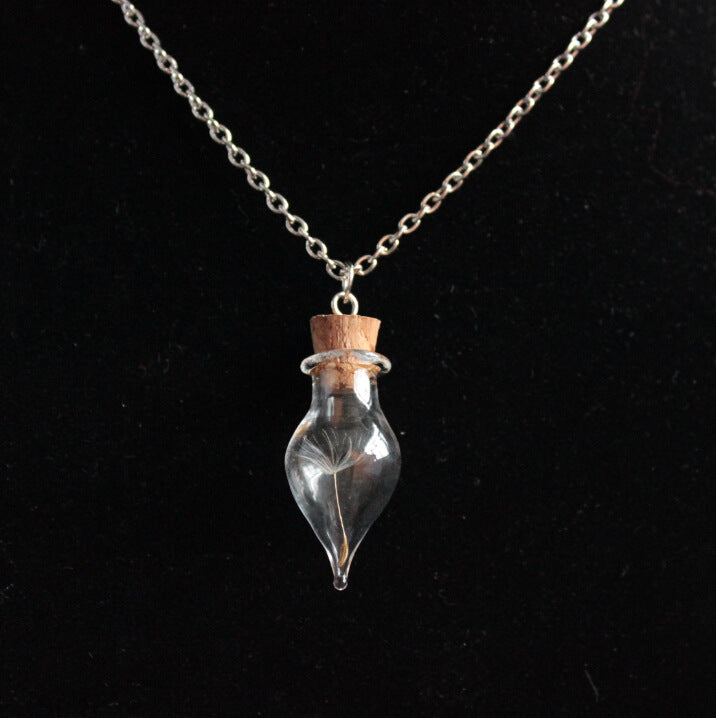 Seed Glass Personality Drift Bottle Dried Necklaces