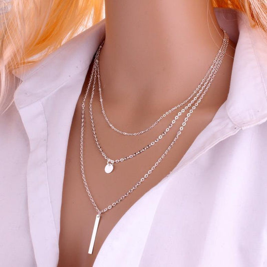 Ornament Copper Beads Chain Sequins Metal Necklaces