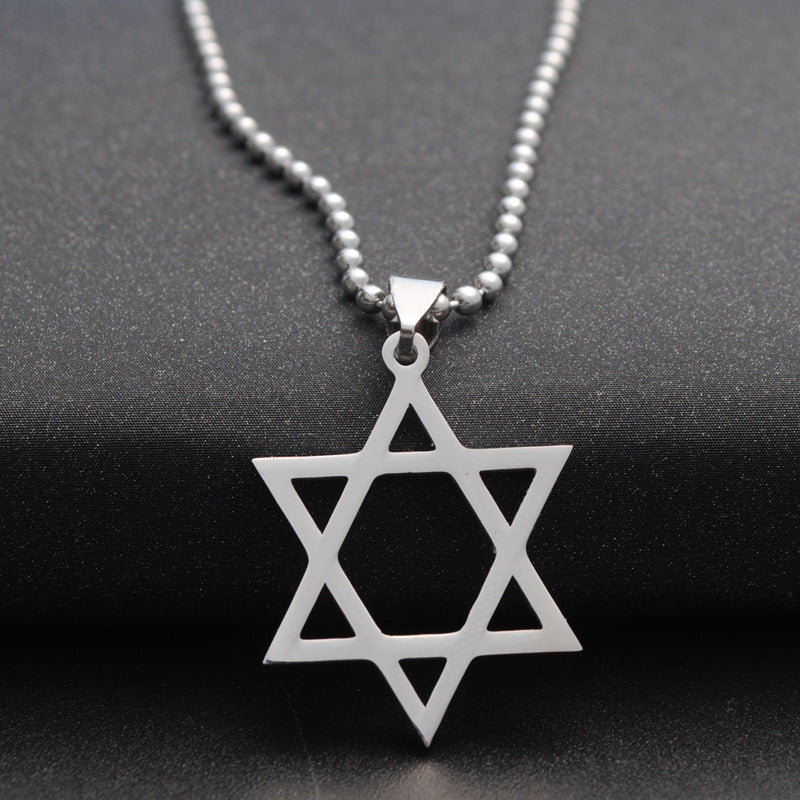 Men's Jewelry Titanium Steel Stainless Six-pointed Star Sweater Necklaces