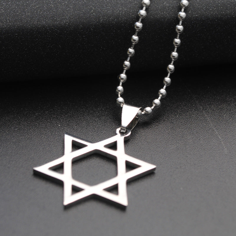 Men's Jewelry Titanium Steel Stainless Six-pointed Star Sweater Necklaces