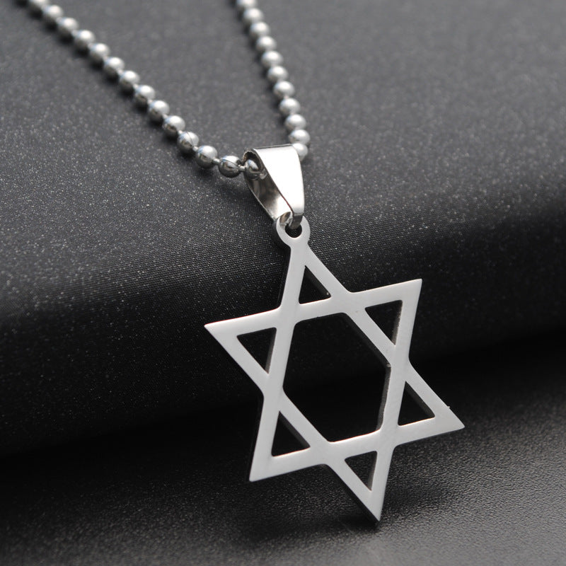 Men's Jewelry Titanium Steel Stainless Six-pointed Star Sweater Necklaces