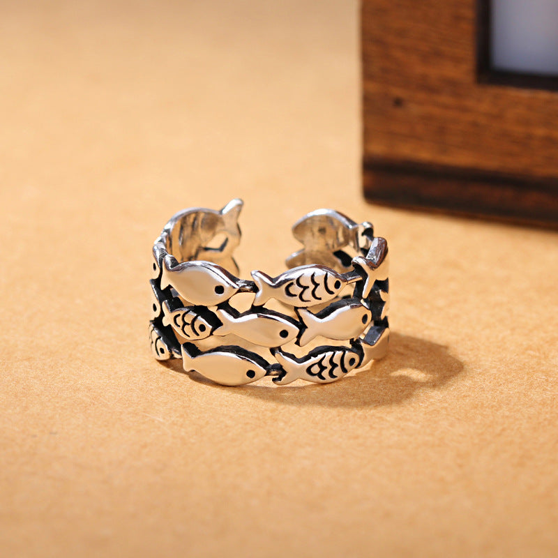 Women's Fish Retro Wide Open Hand Jewelry Rings