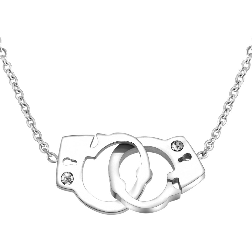 Women's Titanium Steel Simple Fashion Handcuffs Suit Interlocking Necklaces