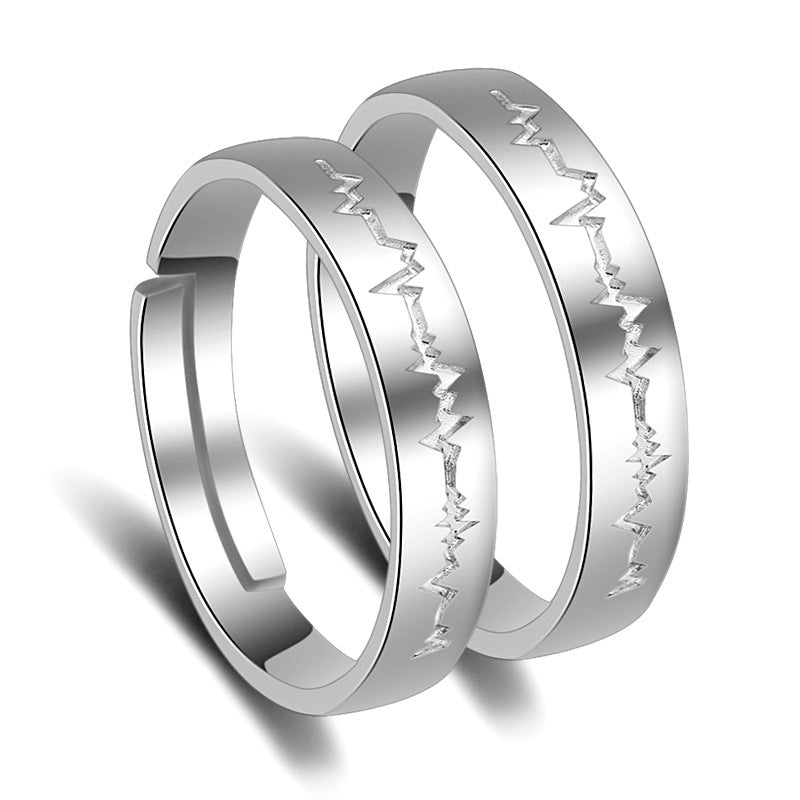 Women's & Men's Love Lightning Open For Couples Sier Rings