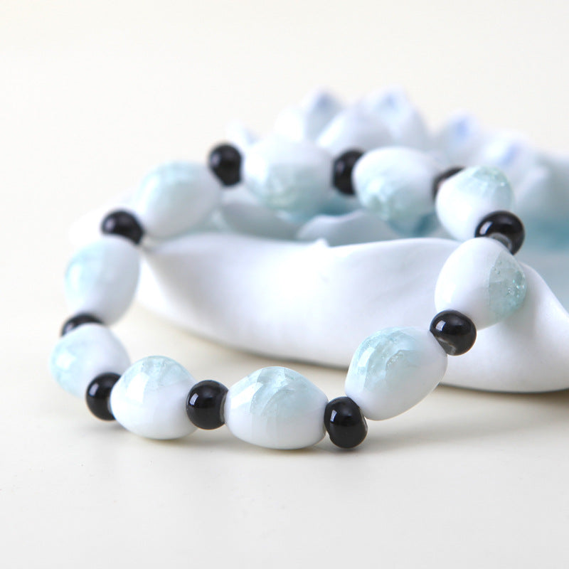 Ceramic Ethnic Style Blue White Porcelain Ornament Beach Bracelets