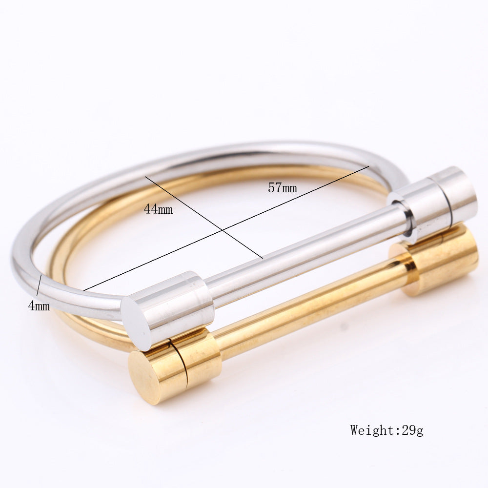 Fashion Three-color Stainless Steel Horseshoe Titanium Word Bracelet
