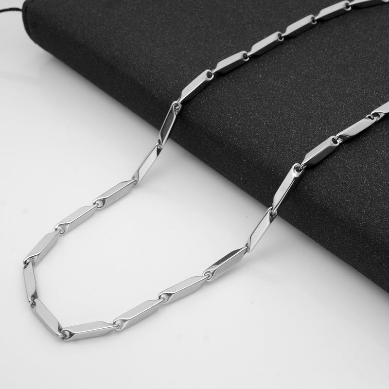 Stainless Steel Stick Chain Thick Diamond Handmade Square Melon Necklaces