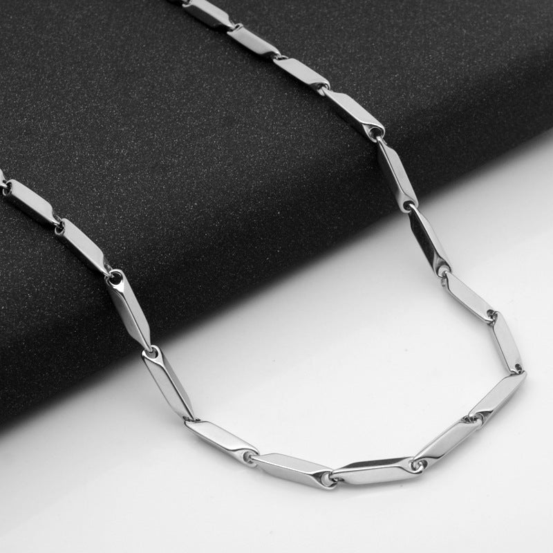 Stainless Steel Stick Chain Thick Diamond Handmade Square Melon Necklaces