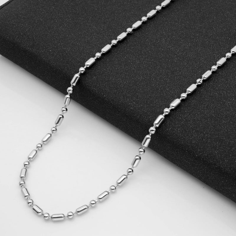 Stainless Steel Bamboo Length Bead Chain Necklaces