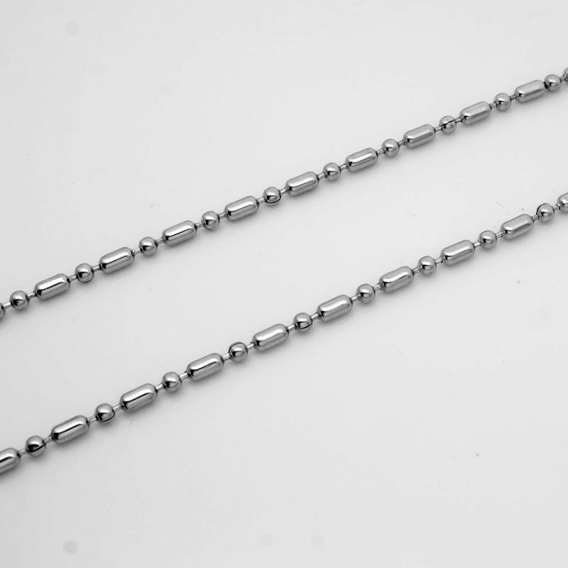 Stainless Steel Bamboo Length Bead Chain Necklaces