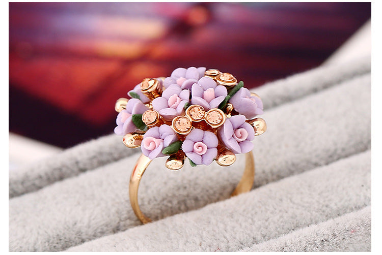 Suit Personality Fashion Female Diamond Ceramic Rings